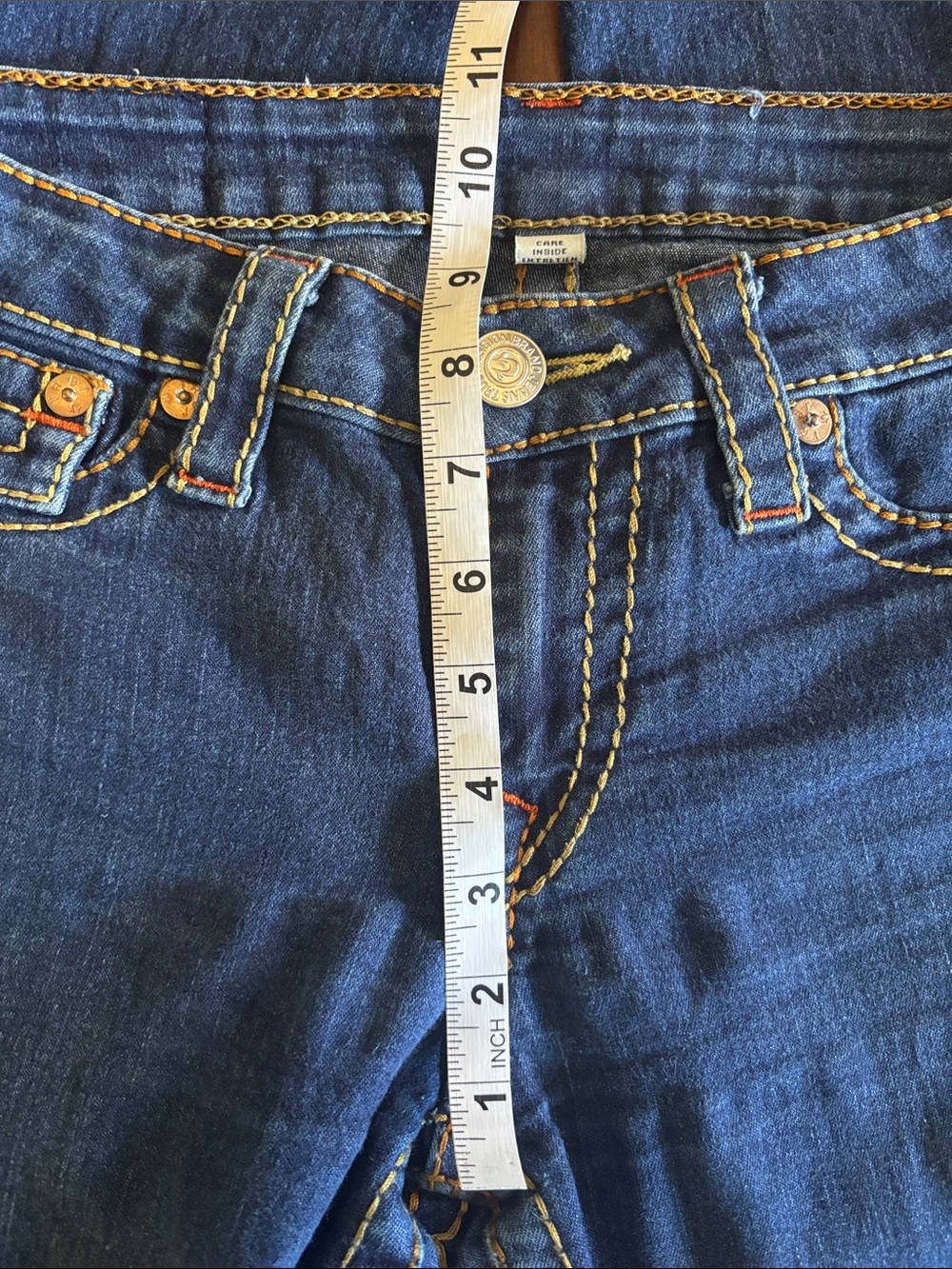TRUE RELIGION Indigo Denim Skinny Jeans Size 28 with Topstitching (L-134) - Picture 6 of 10